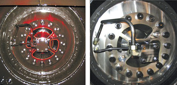 Injection molder main ramp pressure plate, before and after test and treatment