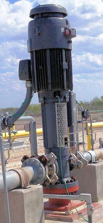 One of two nine-stage, 125-hp vertical turbine pumps