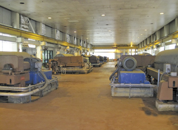 Centrifuges operate in the Philadelphia wastewater facility.