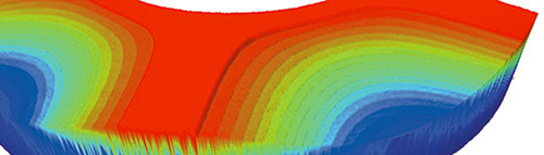 3-D microscope topography of a wavy face pattern