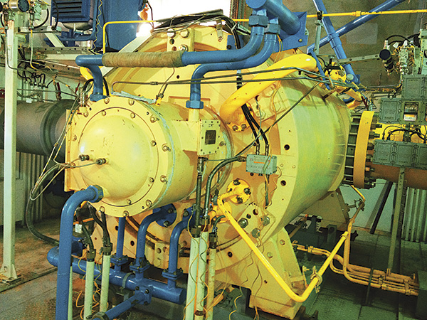 Natural gas compressor at the Lukoil Nahodkaskaya site in Western Siberia