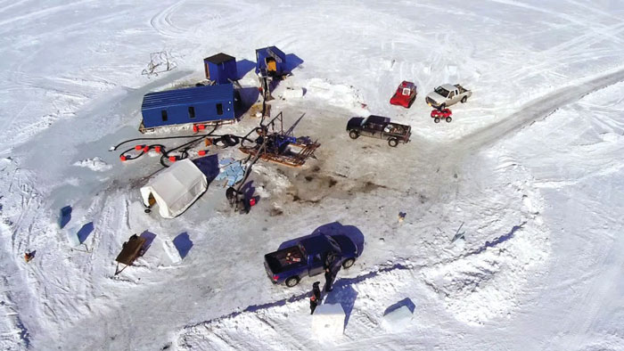 Image 2. An aerial view shows the gold-dredging operation in Alaska for the Discovery Channel program.