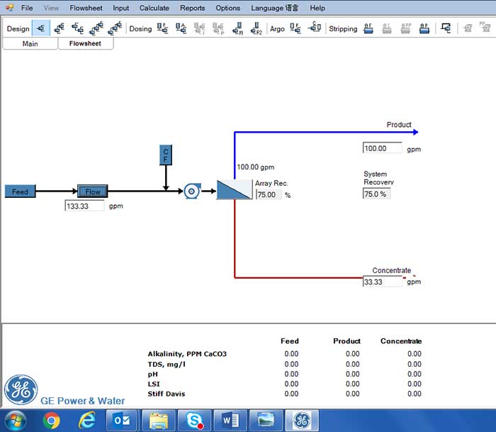 Sample process flow design from the process design tool