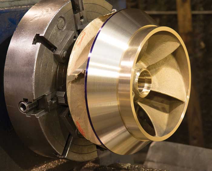 Image 2. Typical pump impeller being machined 