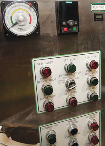 AIRT Meg-Ohm meter located on front door of the pump control cabinet