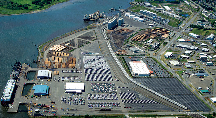 Aerial view of port terminal
