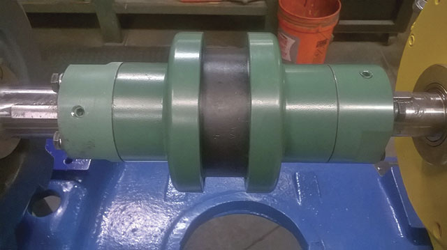 Spacer couplings are engineered to have a drop-out center section to allow for easy removal of the pump rotating assembly without having to unbolt the motor.
