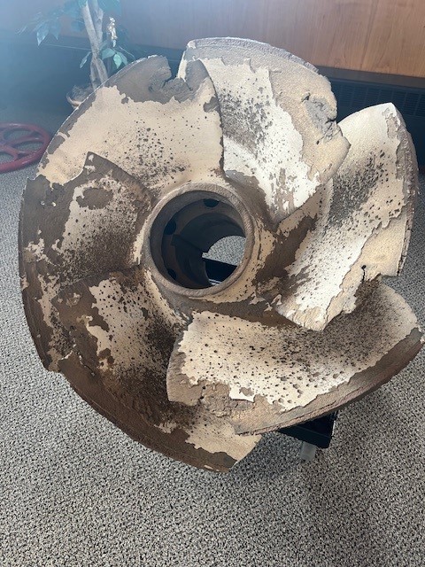 IMAGE 3: Damaged impeller removed from Pump 5 currently on display in SMMWSC’s board room