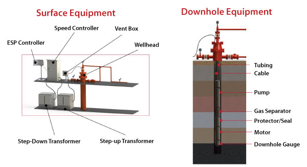 Figure 3. A diagram of an electric submersible pump system
