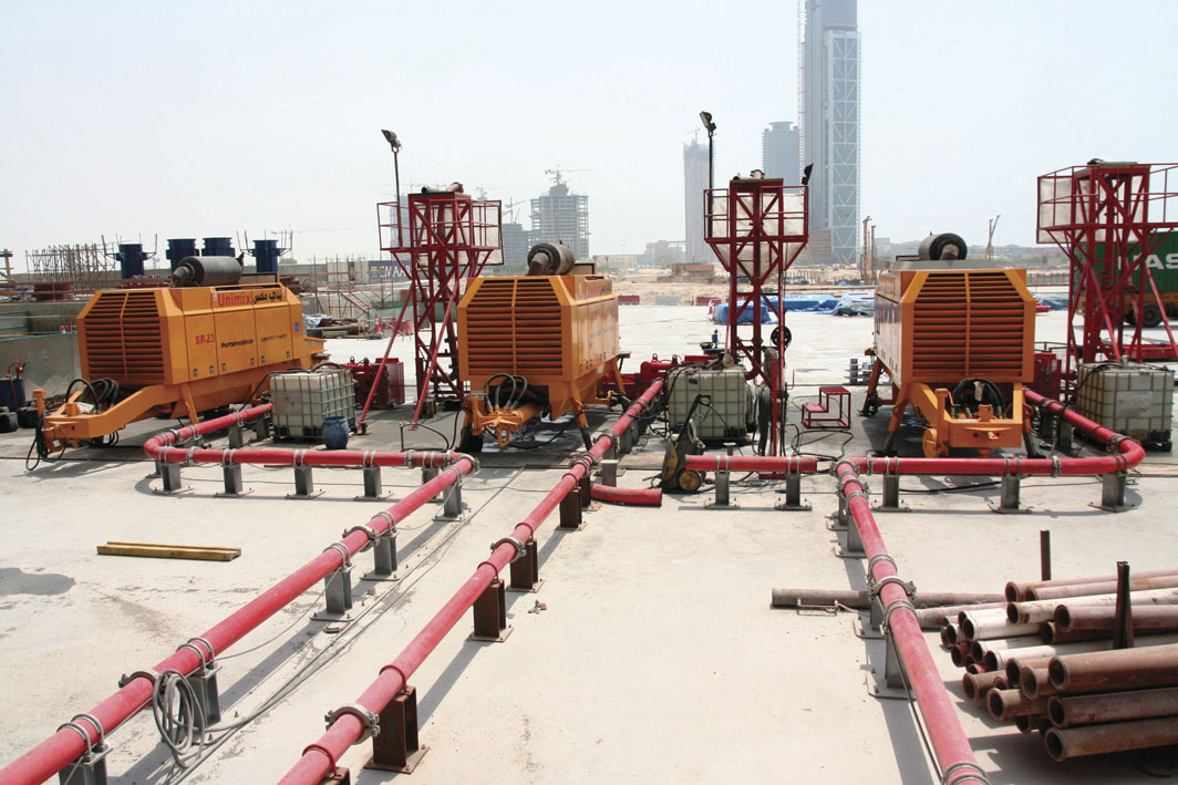 Image 2. Three trailer pumps were combined into one station to reach a record height of 606 meters