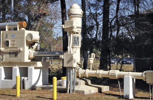 Deep well vertical pump and 400-HP motor at the well pumping facility