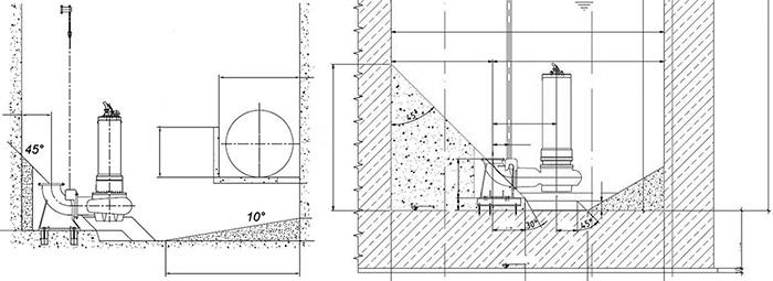 Two general designs of a submersible pumping station