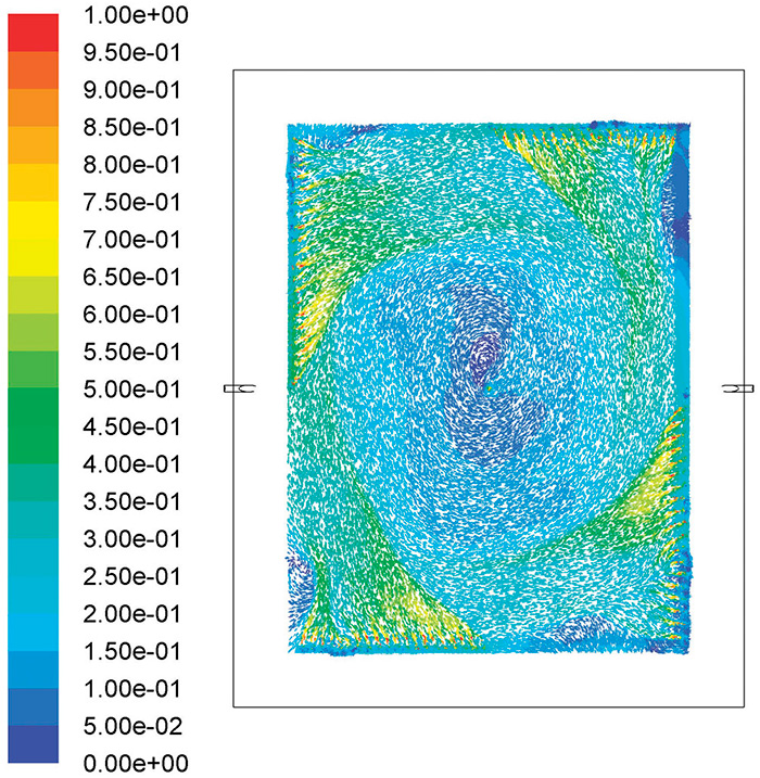 Figure 1. Computational fluid dynamics help to optimize aeration system design for a lagoon's physical layout and wastewater composition.