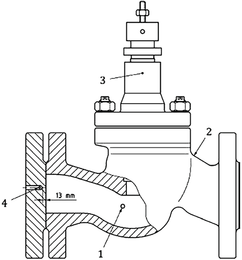 Valve measurement location diagram