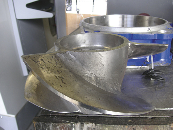 Defects on an axial pump impeller