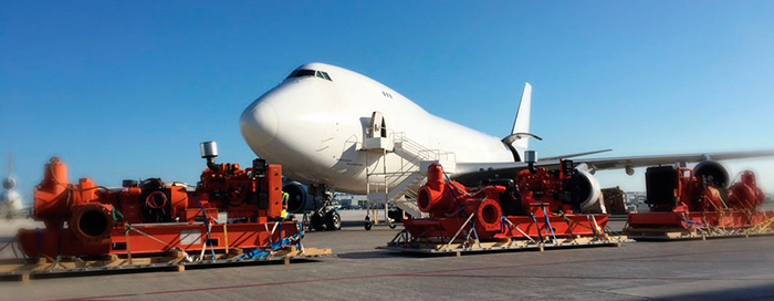 Image 2. Five Boeing 747s were used to transport 15 pumps and related equipment to Panama for the project.