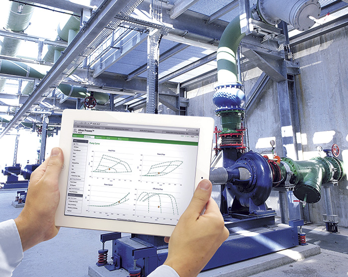 Tracking pump output levels through a browser-based monitoring application for variable frequency drives using a handheld device