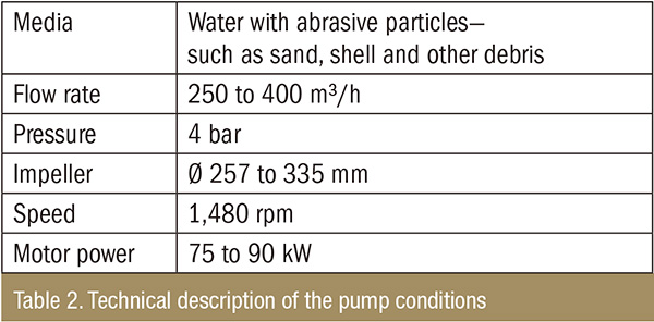 Technical description of pump conditions