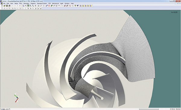 Figure 4. Cross-section of the structured grid example for the pump impeller optimization (Courtesy of Concepts NREC)