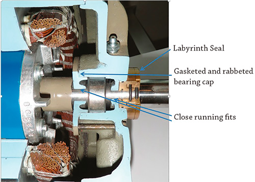 Image 1. A properly designed bearing cavity protecting the bearing from contamination (Images and graphics courtesy of GE Power Conversion)