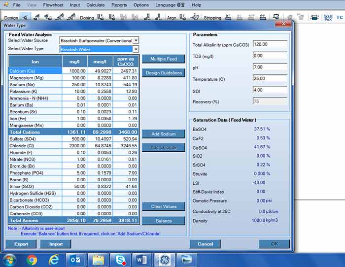 Sample feedwater analysis to customize the solution design