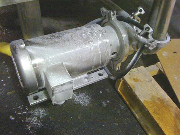 Epoxy encapsulated stainless steel pump washdown motor (Courtesy of Baldor Electric Company)