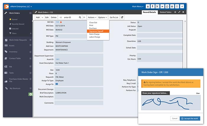 Image 3. A CMMS interface makes managing