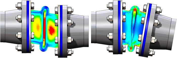 Cross section of stress area stretched laterally during installation and Cross section of stress area stretched angularly during installation