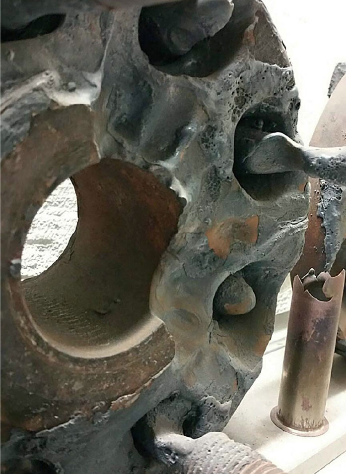 Flange severely damaged by ignition in oxygen