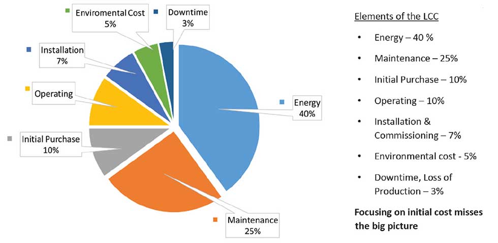 Example of life cycle cost for a typical pumping system