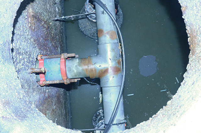 Image 4. The new pump was placed in the sump without a screen, alongside a shredder pump.