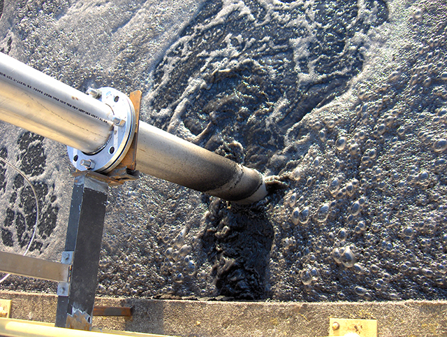 Image 4. The recycling of ozone treated RAS in the aeration tank.