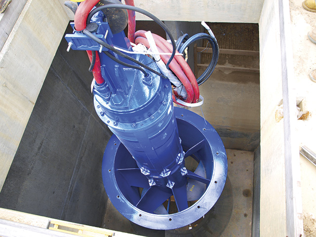 One of five submersible propeller pumps for The Blue Plains Water Treatment Facility in Washington, D.C.