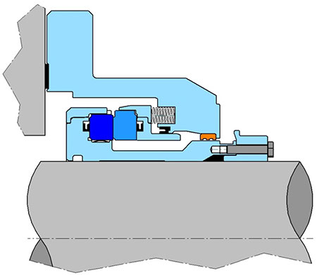 Cross-section view of modern steam turbine gland