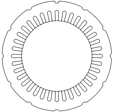 Small motor full “cookie” stator lamination 