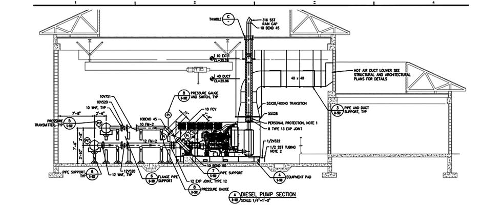 Engineered plan sheet (east side view) 