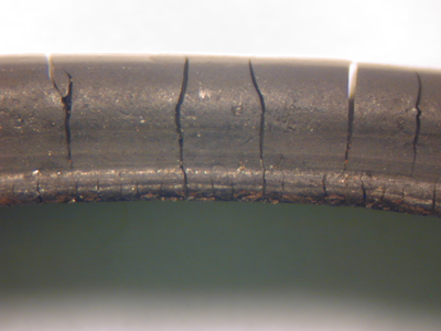 Thermal embrittlement damage to a seal