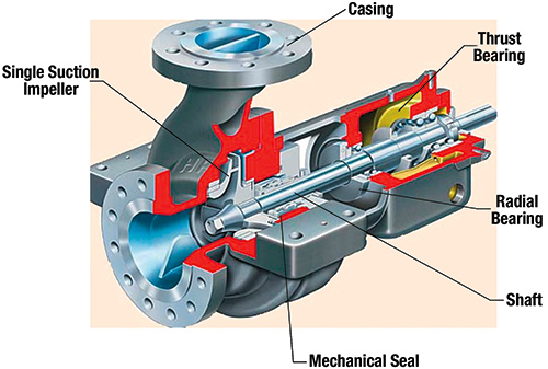 A simple, end-suction centrifugal pump