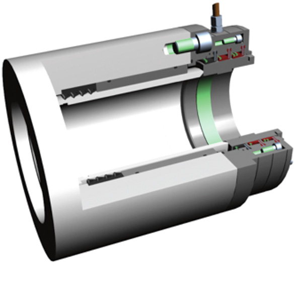 A section of an engineered design of the water-lubricated process pump sealing solution