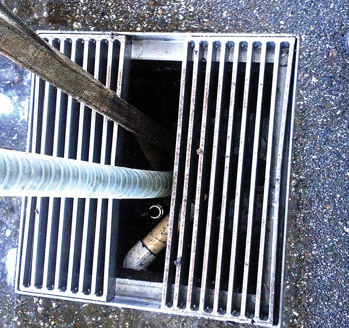 Image 2. One of two pumps installed at the California Olive Ranch sits in this sump in the plant floor collecting drainage from the 30,000-square-foot tank farm and production facility.