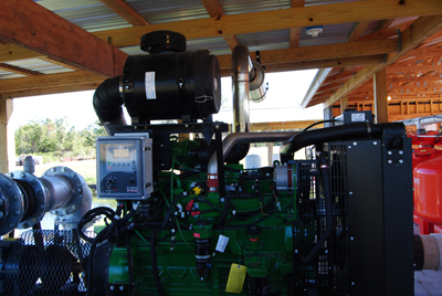 The diesel engine controller brings a second pump online when temperatures drop to 36 F.