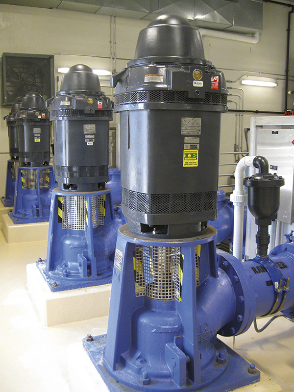 Vertical, hollow-shaft pump motors