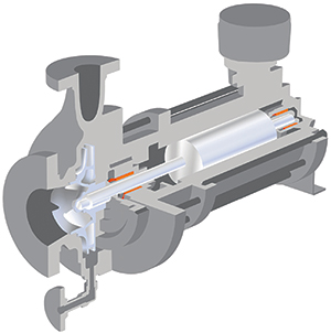 Canned-motor pump with ceramic matrix composite bearings