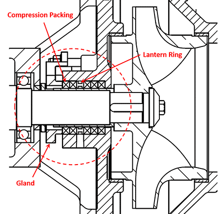 IMAGE 5: Typical stuffing box consisting of a lantern ring, compression packing and gland