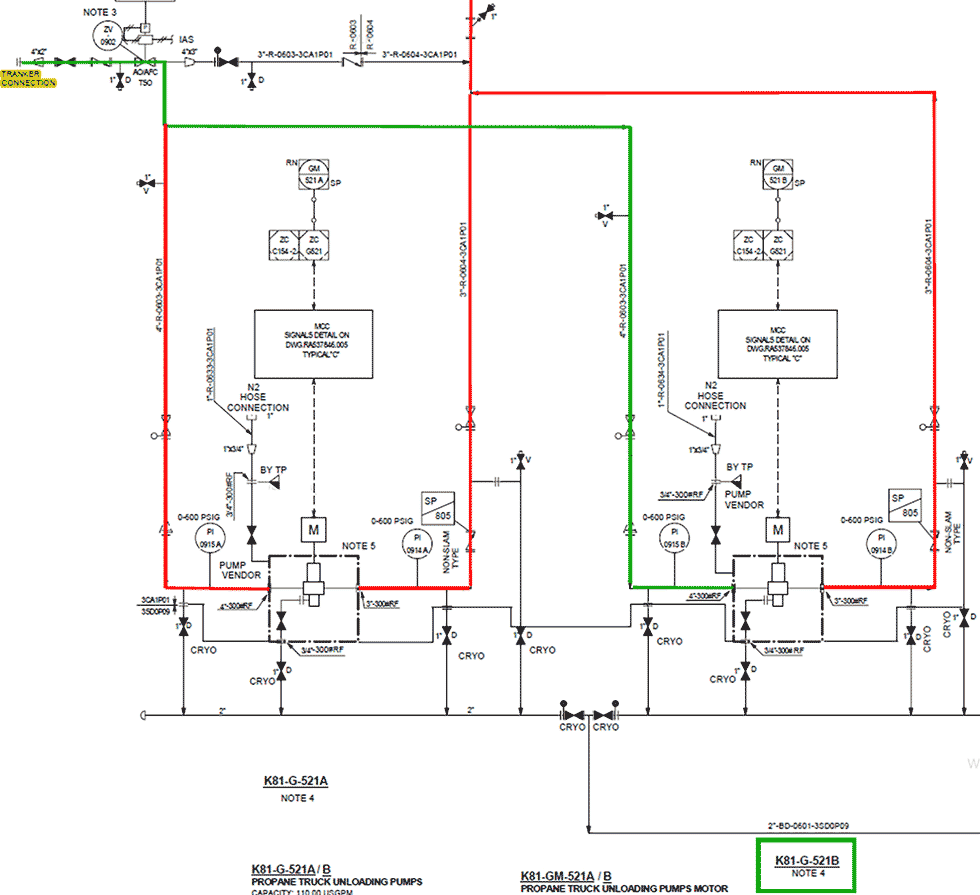 suction line in green friction loss