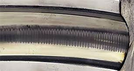 IMAGE 1: Bearing fluting caused by electrical discharge machining (Image courtesy of Nidec) 