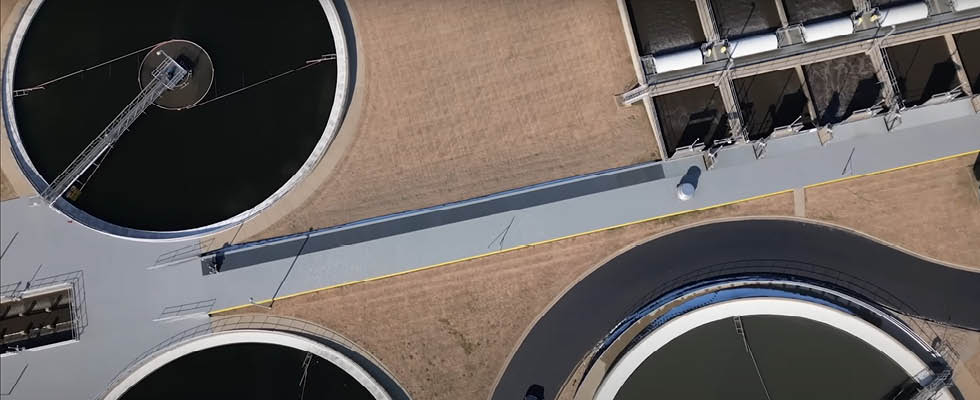 IMAGE 2: Clarifiers at a large wastewater treatment plant for primary and secondary solids settling