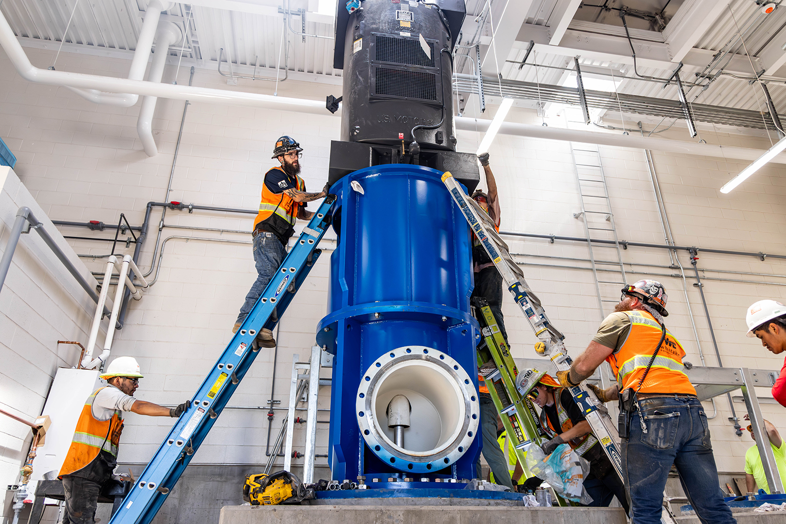 IMAGE 2: Vertical turbine pump with flywheel for fault protection installed in Ogden, Utah.