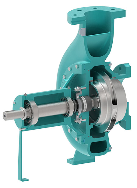 IMAGE 2: Centrifugal pump showing shaft, bearings, shaft seal and impeller within the casing 