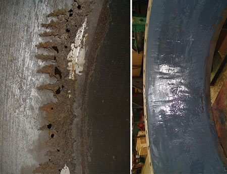 A metal repair epoxy application.